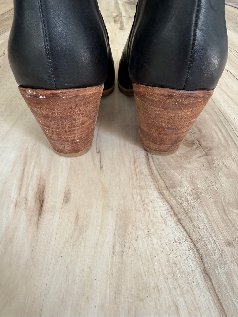 Rachel Comey Mars Ankle Booties- Black leather with Stacked Wood Heel - 9 - GUC - Picture 7 of 11